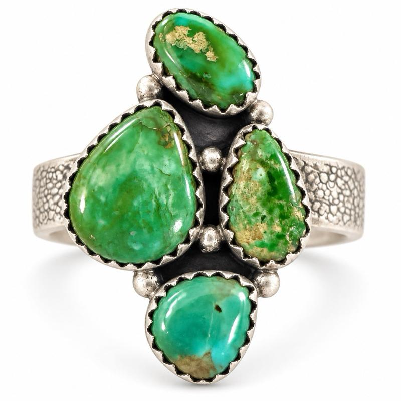 Size 10 Sonoran Mountain Turquoise Cluster .925 Sterling Silver Ring
