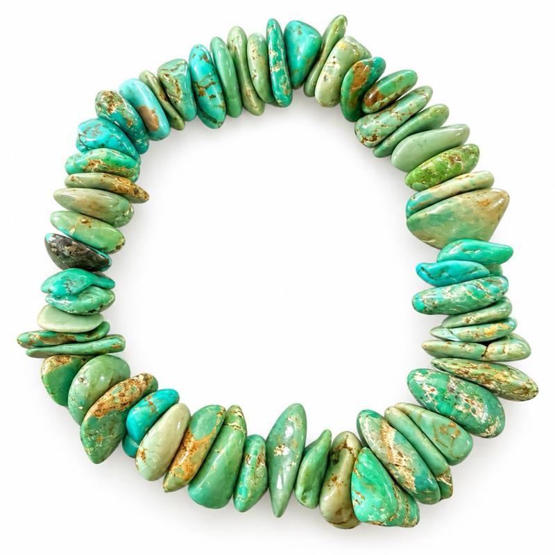 Natural Turquoise Chips Stretchy Beaded Bracelet