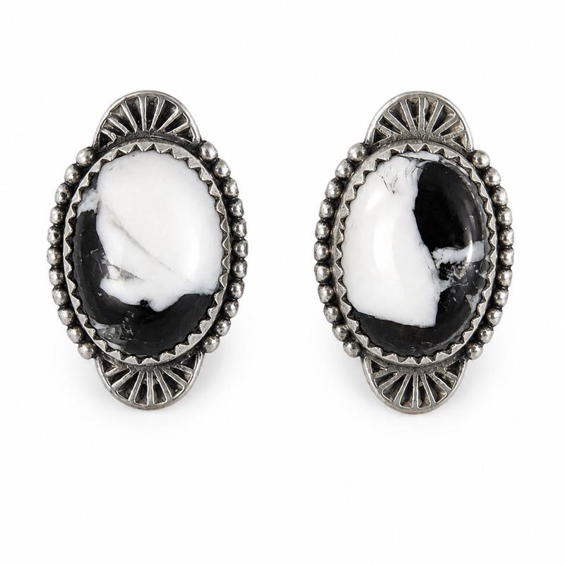 White Buffalo .925 Solid Sterling Silver Stud Earrings Retails for $215