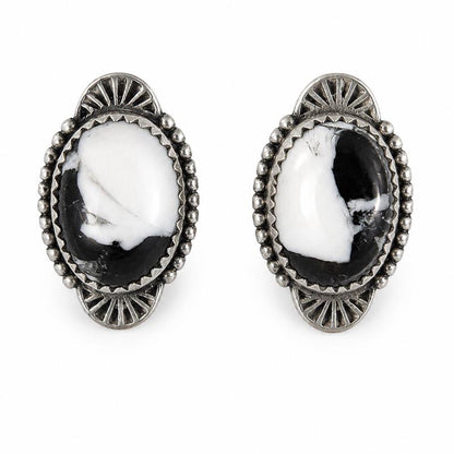 White Buffalo .925 Solid Sterling Silver Stud Earrings Retails for $215