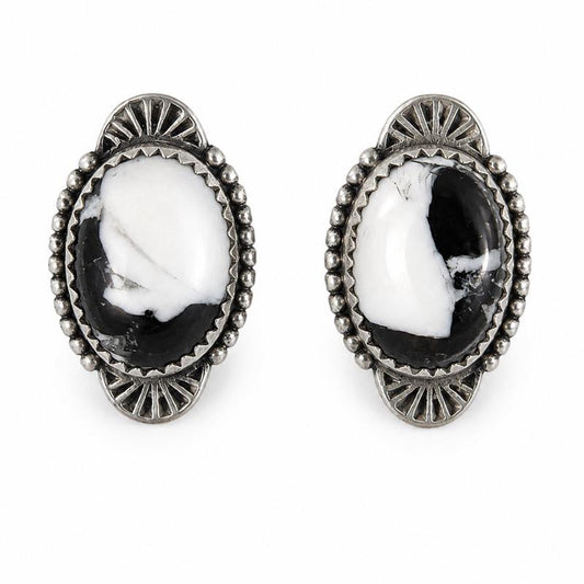 White Buffalo .925 Solid Sterling Silver Stud Earrings Retails for $215