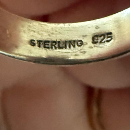 Size 10 Purple Wampum Shell .925 Solid Sterling Silver Ring