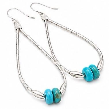 .925 Liquid Silver Turquouse Beaded Earrings