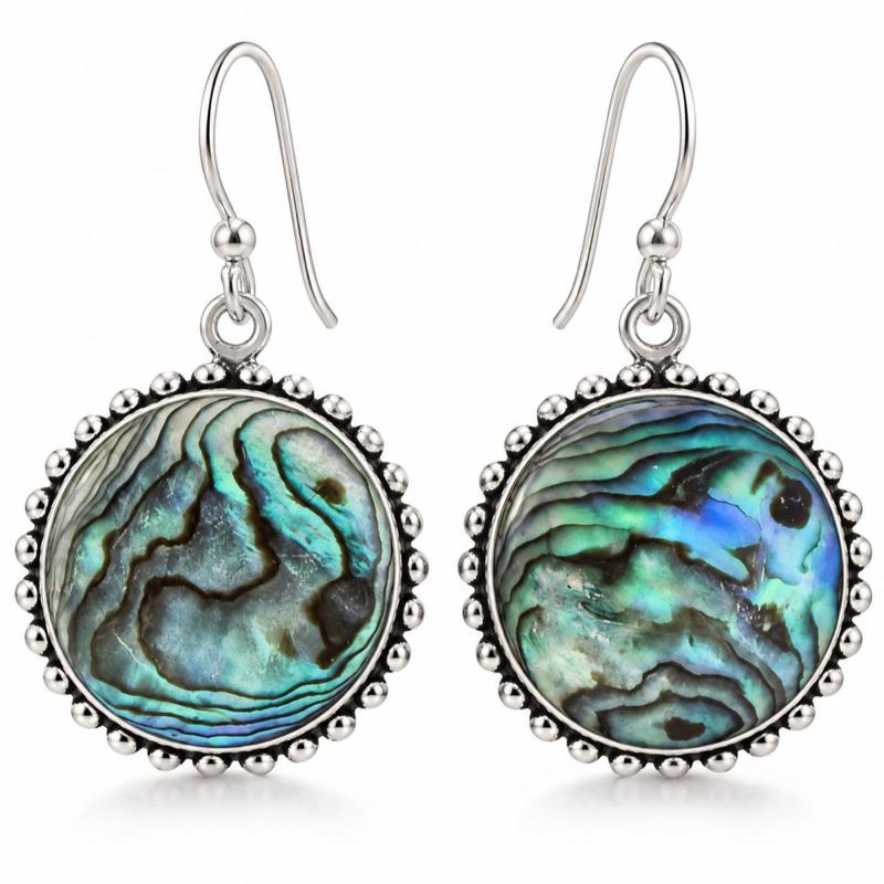 Abalone Shell .925 Sterling Silver Dangle Earrings