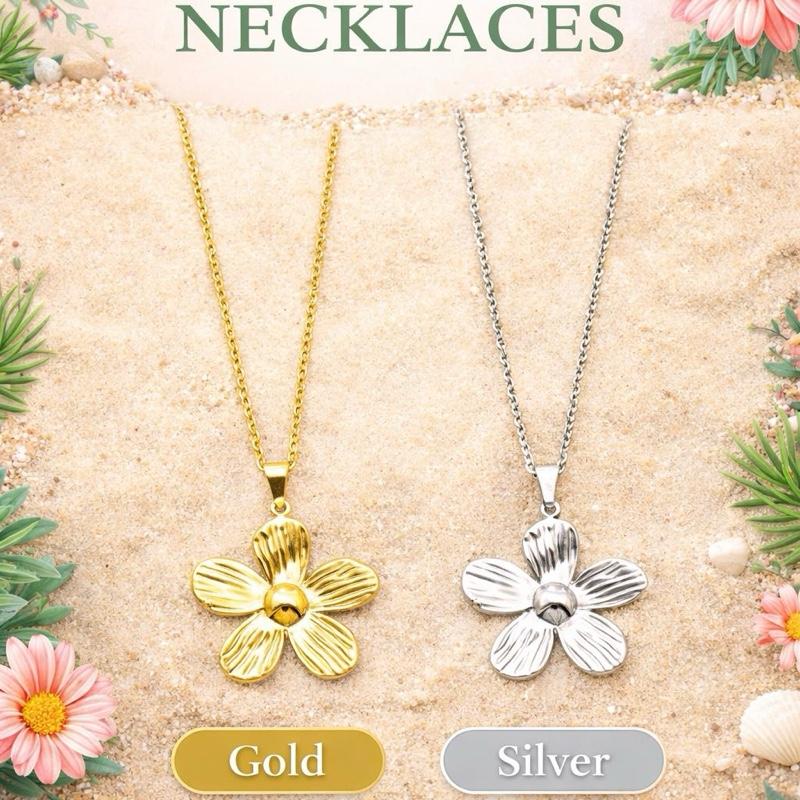 18-20" Flower Necklaces Stainless Steel Non Tarnish Water Proof