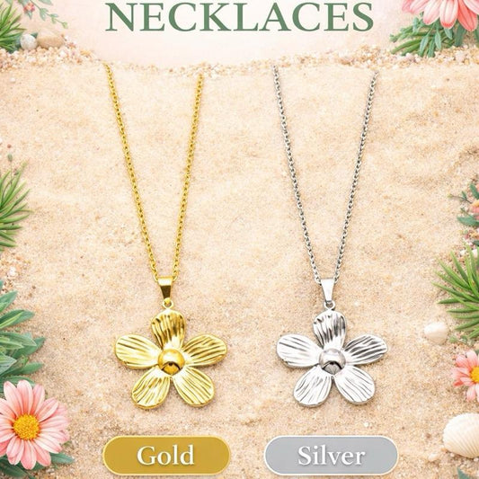 18-20" Flower Necklaces Stainless Steel Non Tarnish Water Proof