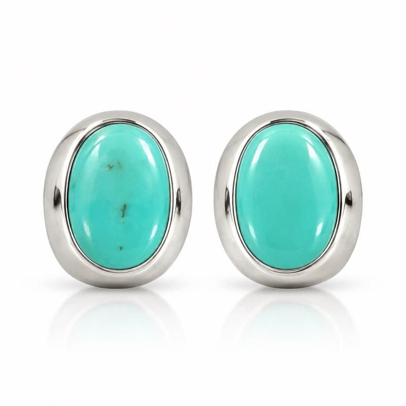 .925 Sterling Silver Turquoise Stud Earrings