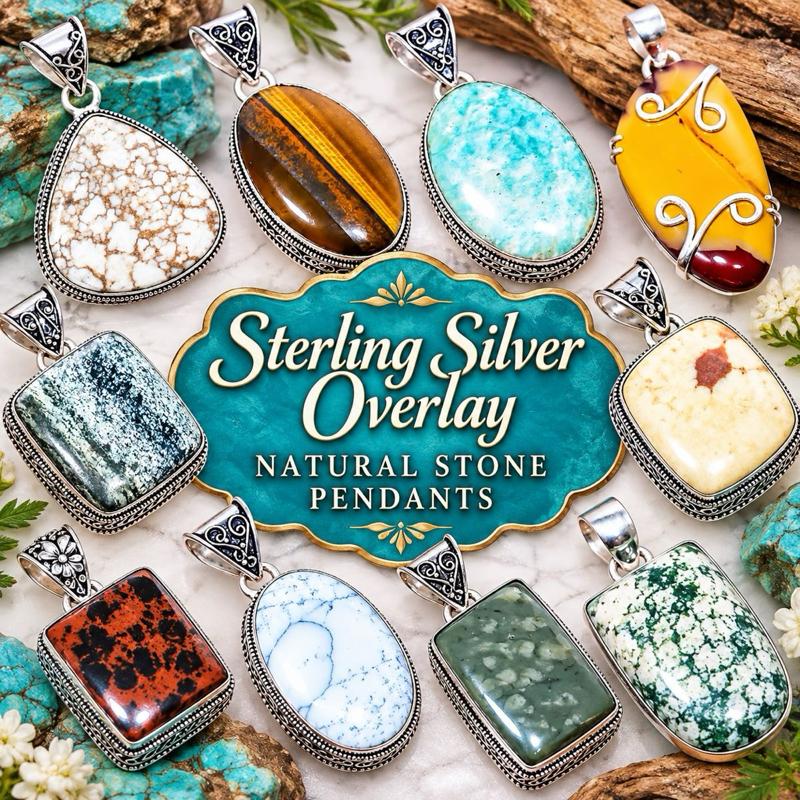 .925 Silver Overlay / Plated Natural Stone Pendants