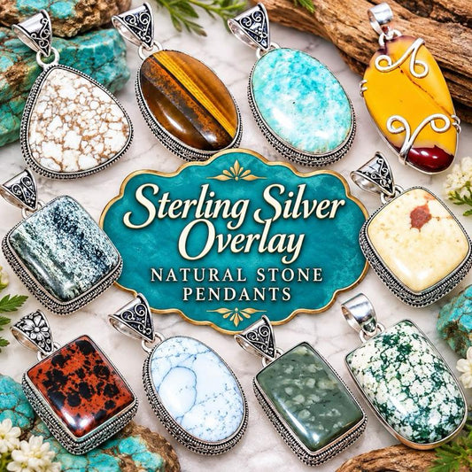 .925 Silver Overlay / Plated Natural Stone Pendants