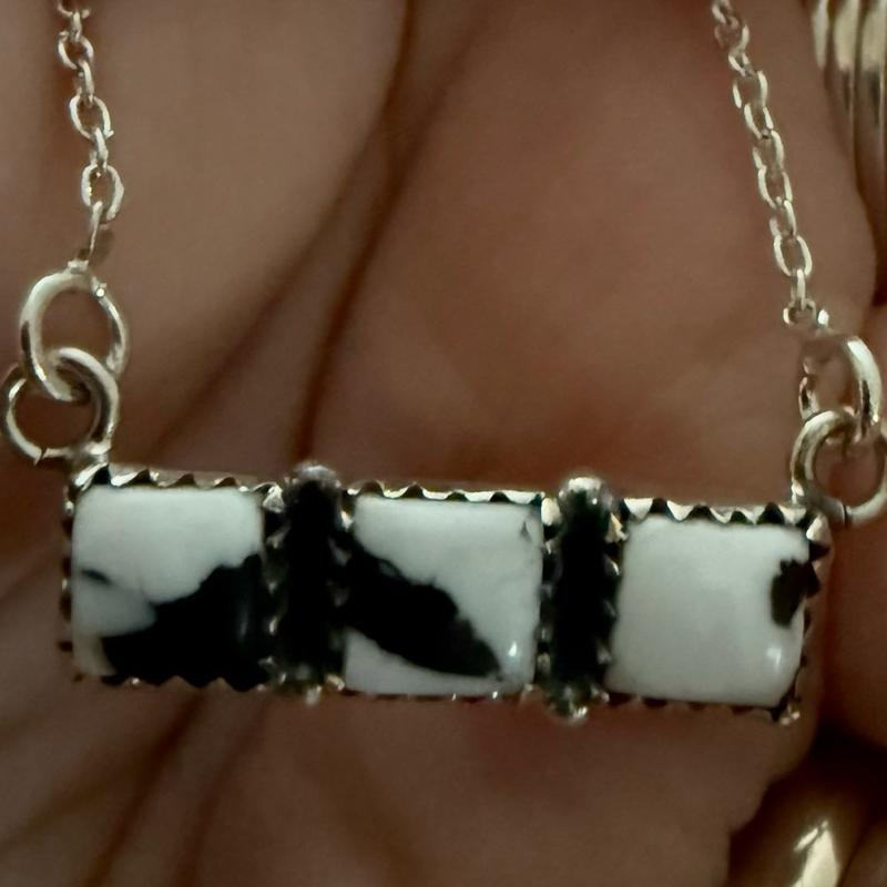 14-16” White Buffalo .925 Sterling Silver Necklace
