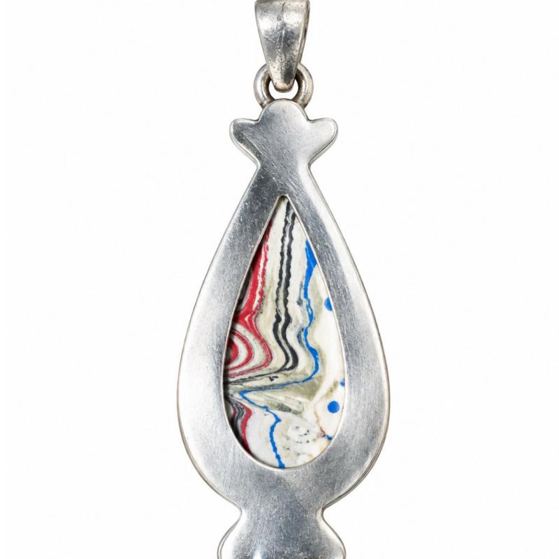 2.07” x 0.66” Fordite .925 Sterling Silver Open Back Pendant
