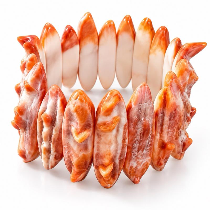Spiny Orange Oyster Shell Stretchy Bracelet