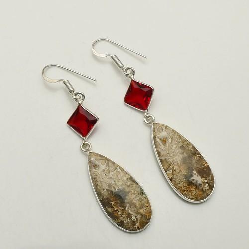 Silver Overlay / Plated Natural Stone Earrings
