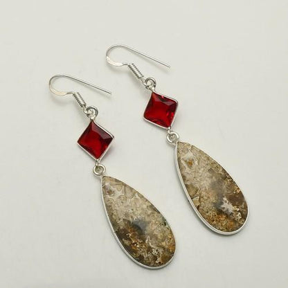Silver Overlay / Plated Natural Stone Earrings
