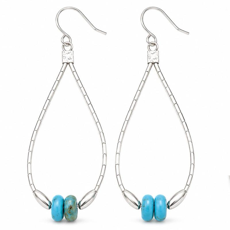 .925 Liquid Silver Turquouse Beaded Earrings