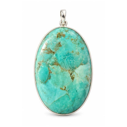 2” X 1.25” Genuine Turquoise .925 Sterling Silver Pendant
