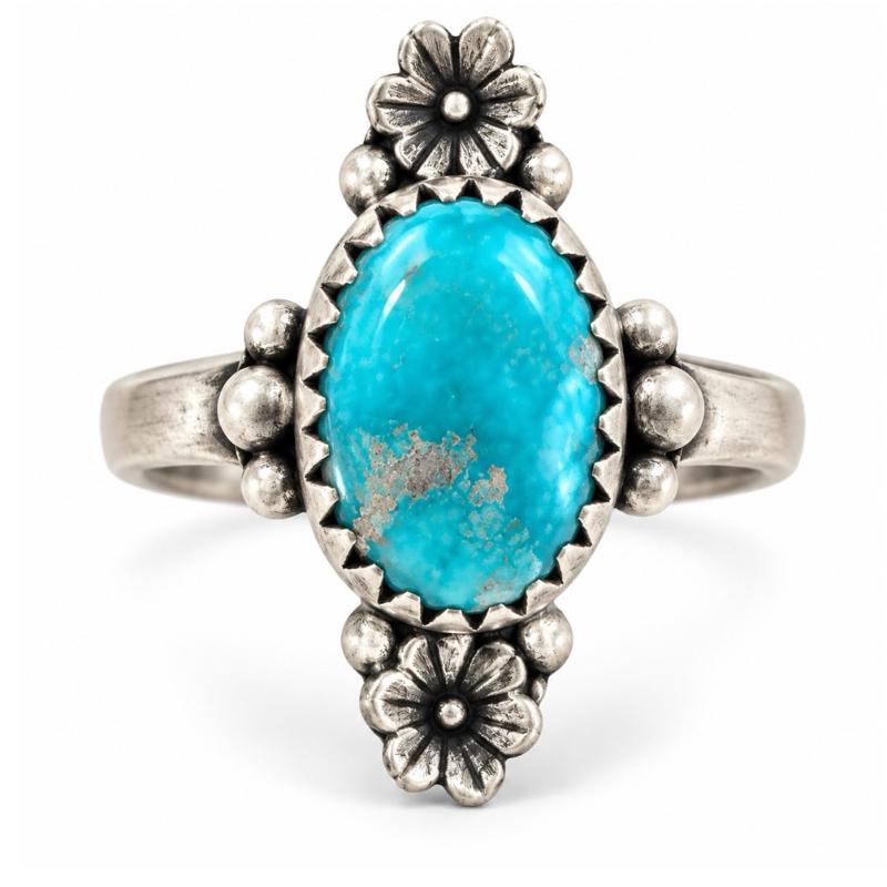 Size 6 White Water Turquoise .925 Sterling Silver Ring