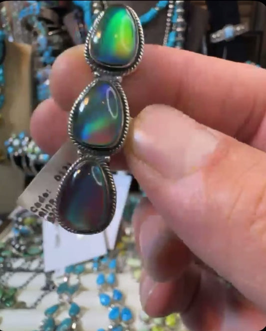 Aurora Opal .925 Solid Sterling Silver Ring
