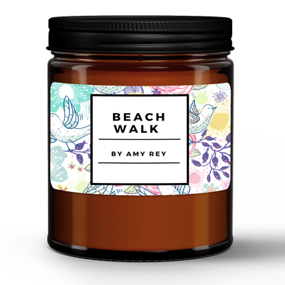 Beach Walk Natural Wax Candle in Amber Jar (9oz)