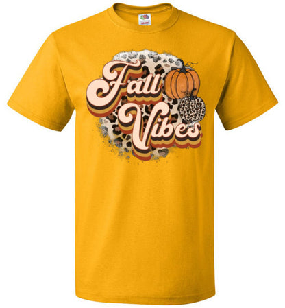 Fall Vibes Leopard Pumpkin Tee Shirt Top T-Shirt