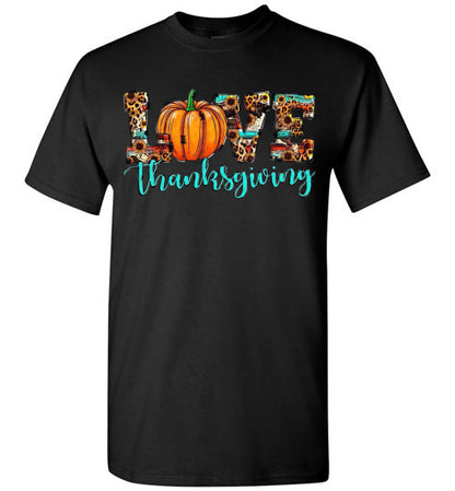 Love Thanksgiving Fall Pumpkin Leopard Tee Shirt Top T-Shirt