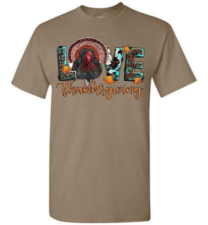 Love Thanksgiving Fall Turkey Floral Tee Shirt Top T-Shirt