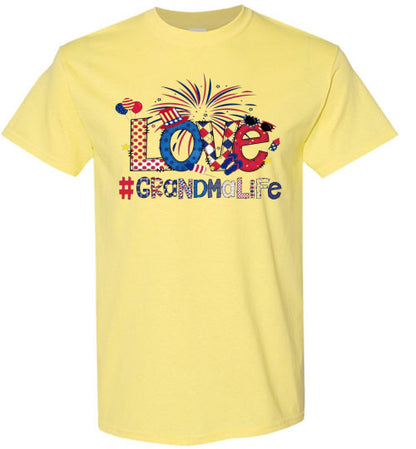 Grandma Life Fireworks Patriotic American USA Graphic Tee Shirt 32453
