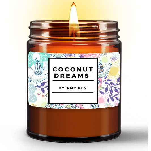 Coconut Dreams Natural Wax Candle in Amber Jar (9oz)