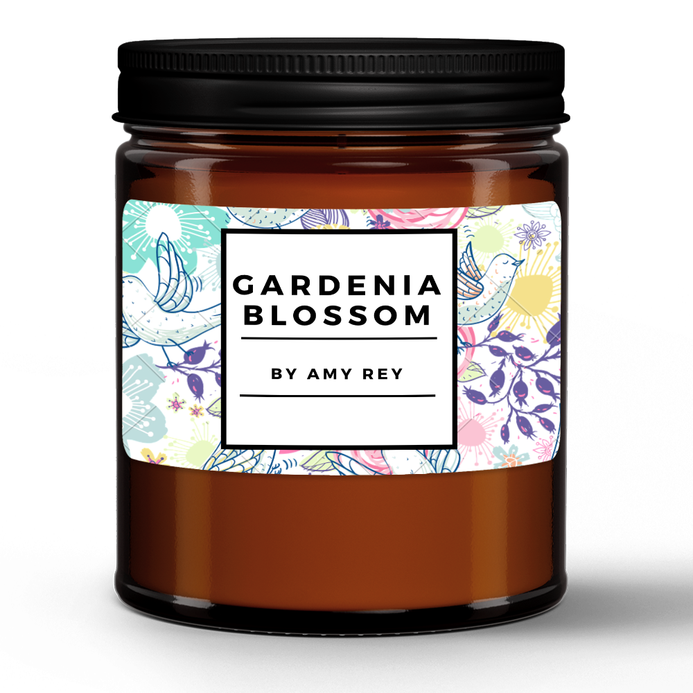Gardenia Blossom Natural Wax Candle in Amber Jar (9oz)