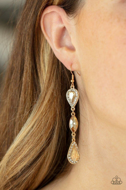 Test of TIMELESS - Gold Earrings Paparazzi Jewelry Accessories 3264
