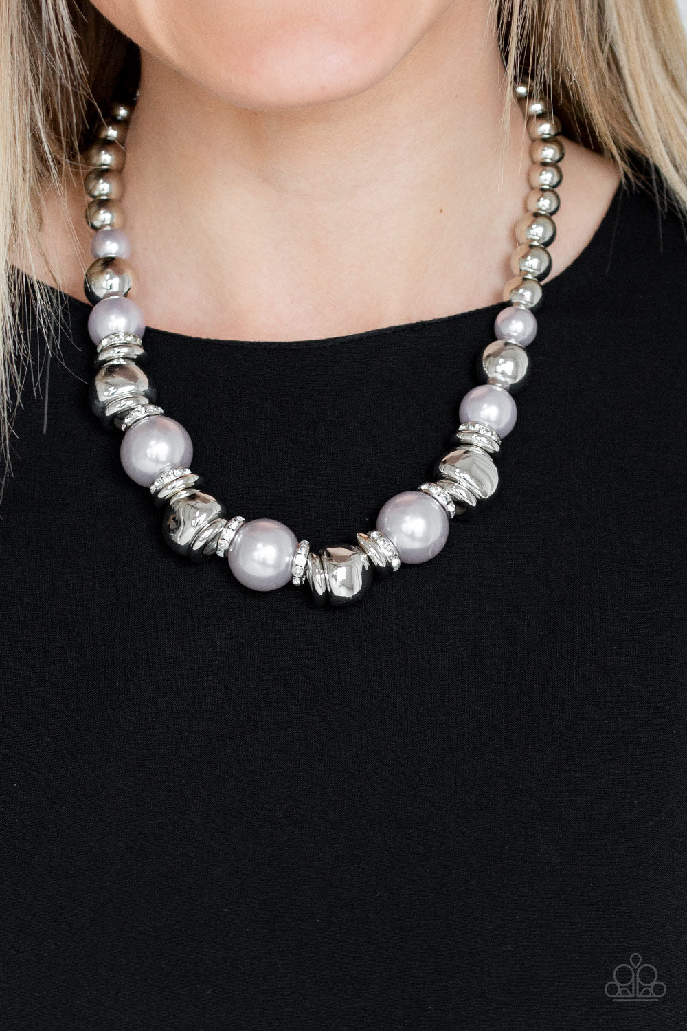 Hollywood HAUTE Spot Silver Necklace Earring Set Paparazzi Jewelry Accessories 4729