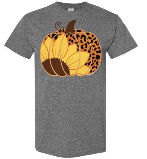 Sunflower Leopard Print Pumpkin Fall Tee Graphic Top Shirt T-Shirt
