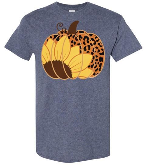 Sunflower Leopard Print Pumpkin Fall Tee Graphic Top Shirt T-Shirt