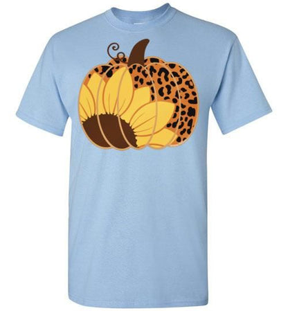 Sunflower Leopard Print Pumpkin Fall Tee Graphic Top Shirt T-Shirt