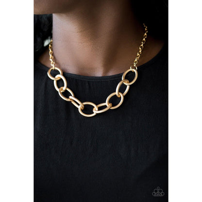 Boldly Bronx - Gold Necklace Earrings 753