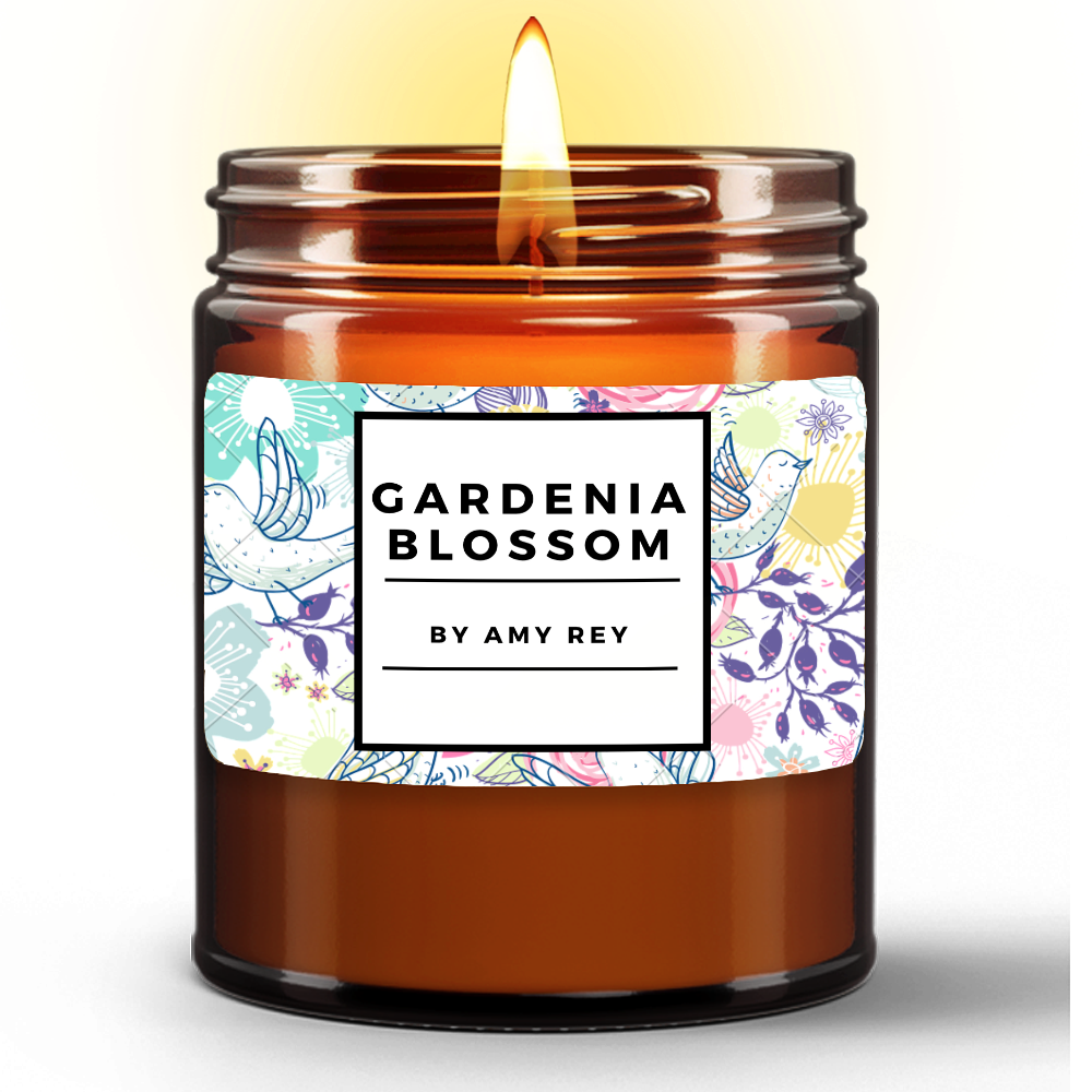 Gardenia Blossom Natural Wax Candle in Amber Jar (9oz)