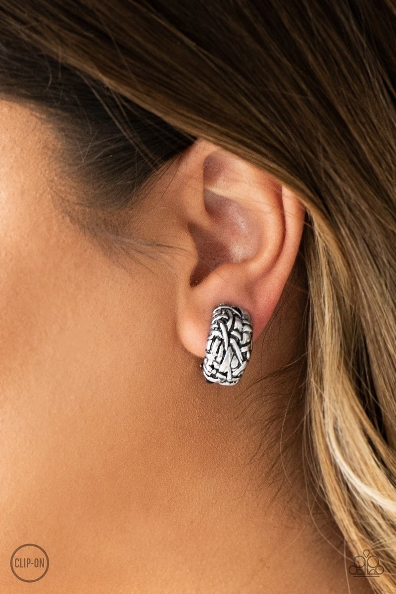 Couture Collision Clip on Silver Earrings