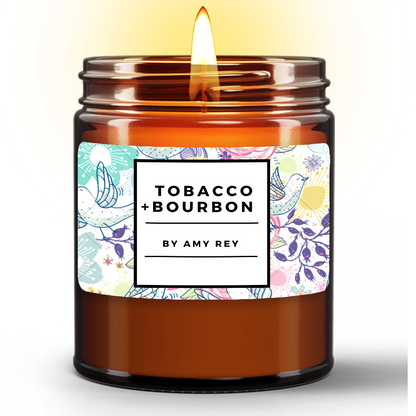 Tobacco + Bourbon Natural Wax Candle in Amber Jar (9oz)