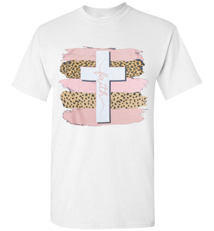 Faith Cross Leopard Tee Shirt Top