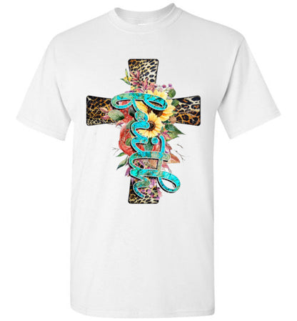 Leopard face cross tee shirt top graphic t-shirt
